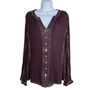 Crazy Line Top Womens 18 Purple Gauzey Textured Lagenlook Goth Whimsigoth Witchy
